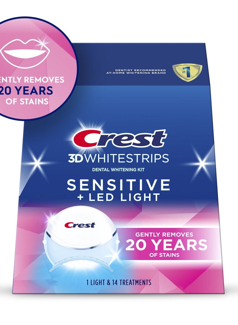 3DWhitestrips Sensitive + LED Light At-Home Teeth Whitening Kit