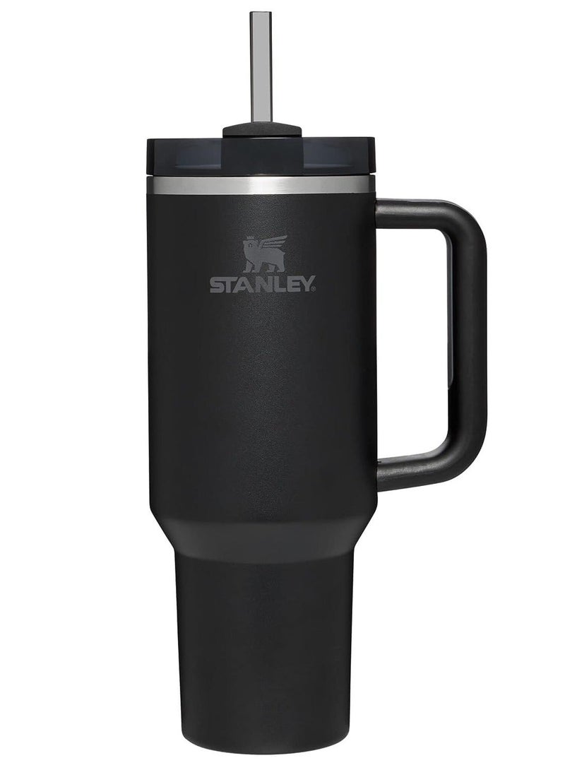 Stanley Quencher H2.0 FlowState Stainless Steel Vacuum Insulated Tumbler with Lid and Straw for Water, Iced Tea or Coffee, Smoothie and More, Black,40 oz