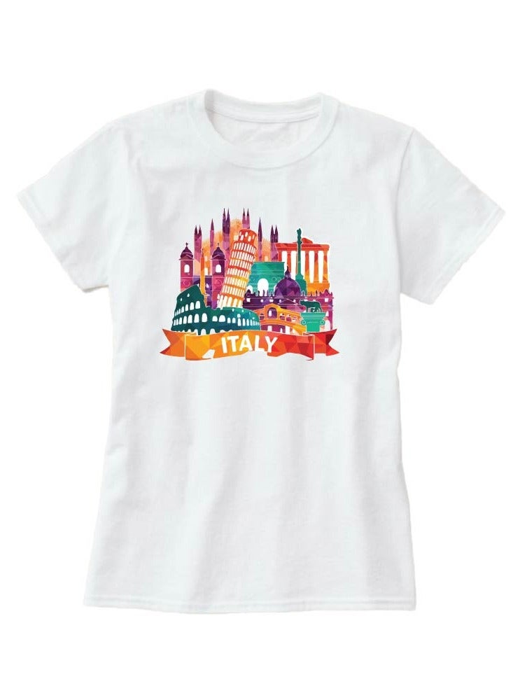 Italian Adult Women's T-Shirt - Round Neck Short Sleeve Cotton T-Shirt - Great Gift for Travelers - Soft and Comfortable Tshirt - Italy Souvenir T-Shirt