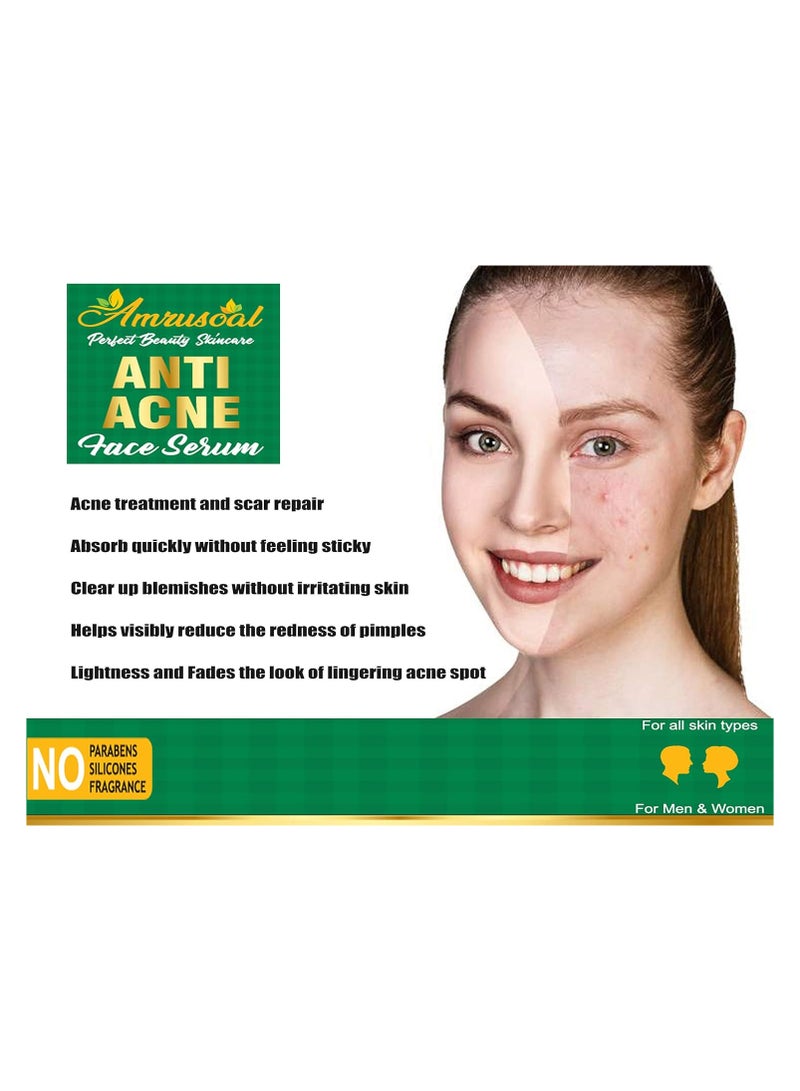 AMRUSOAL Anti Acne Face Serum PACK OF TWO, Pimple removal Collagen Serum, Soothes & Clears Acne & Dark Spots -Tea Tree Face Serum