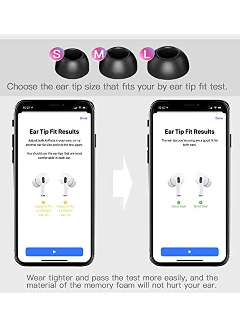 3 Pairs Replacement Ear Tips Compatible with Apple Air Pods Pro, Memory Foam Reducing Noise in-Ear Anti-Slip Eartips Accessories (Fit in The Charging Case) (S/M/L, Black)