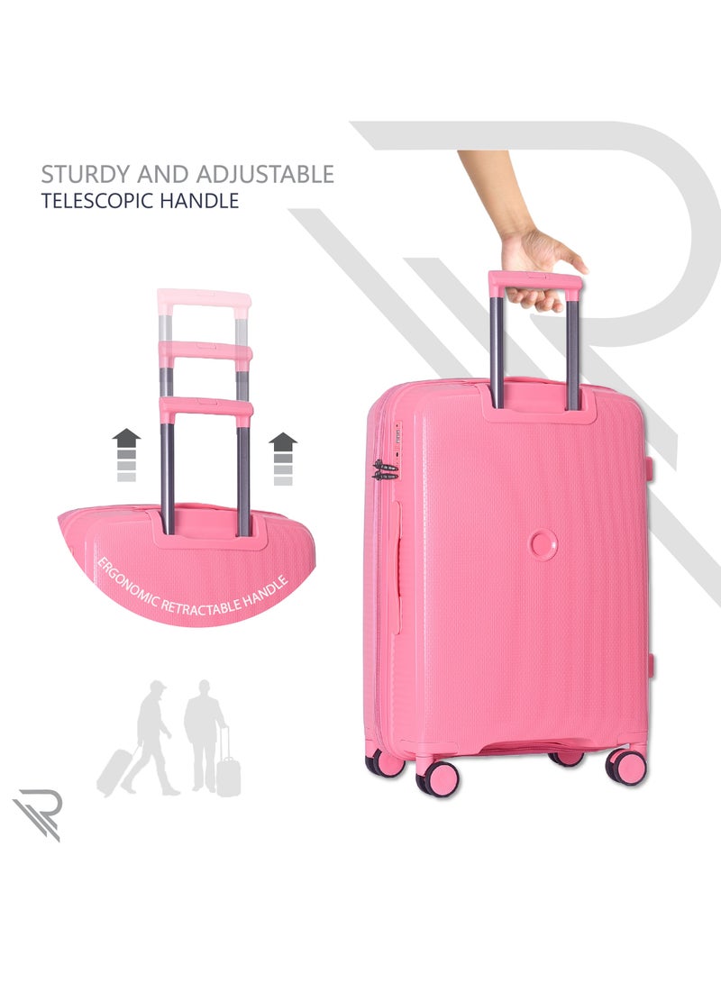 ISTANBUL theme PP Suitcase, Durable, Lightweight Hardshell, Telescopic Handle,  Expandable Vertical Series Travel Luggage Trolley with 4 Quiet 360° Wheels and TSA Lock (28-Inch , Pink)