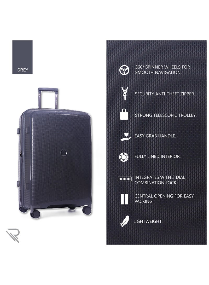 ISTANBUL theme PP Suitcase, Durable, Lightweight Hardshell, Telescopic Handle,  Expandable Vertical Series Travel Luggage Trolley with 4 Quiet 360° Wheels and TSA Lock (28-Inch , Gray)