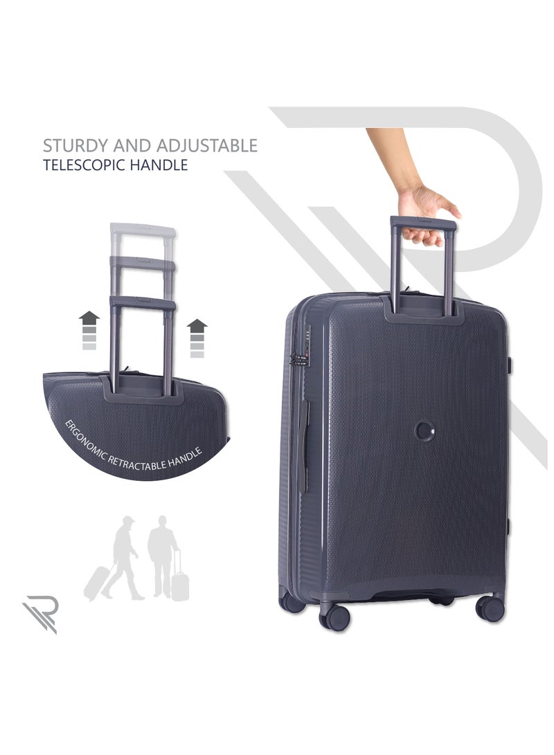 ISTANBUL theme PP Suitcase, Durable, Lightweight Hardshell, Telescopic Handle,  Expandable Vertical Series Travel Luggage Trolley with 4 Quiet 360° Wheels and TSA Lock (28-Inch , Gray)