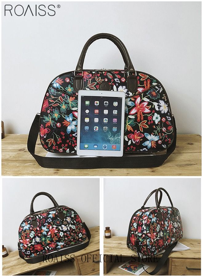 Floral Gym Bag Duffel Bag Printing Lightweight Waterproof Multipurpose Large Capacity Outdoor Luggage Handbag for Fitness Sports Swimming Travel