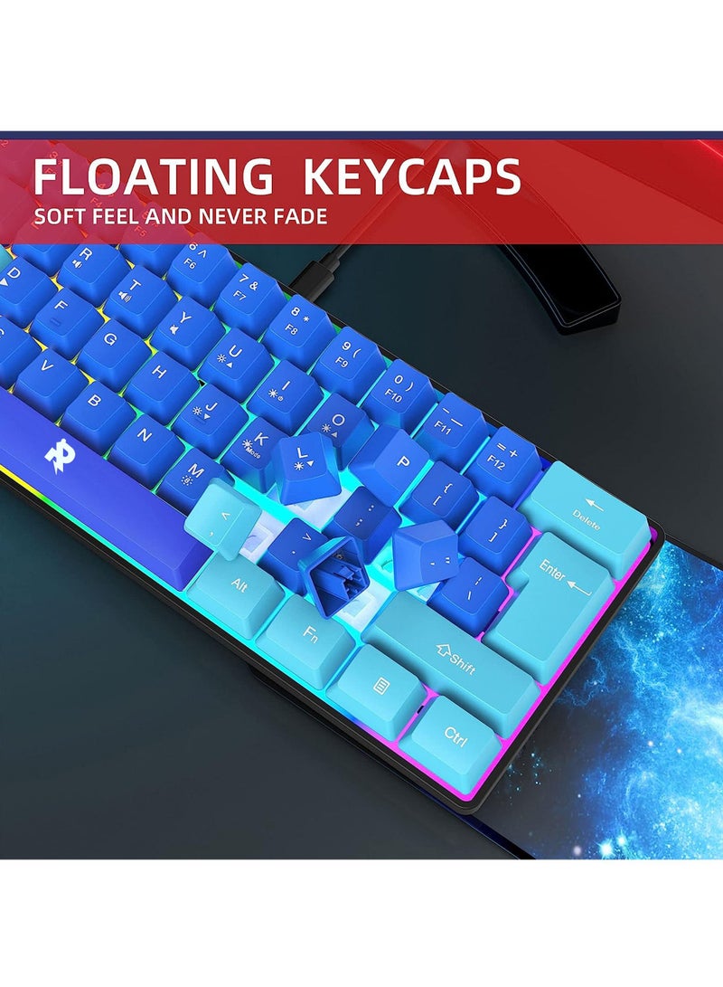 60% Wired Gaming Keyboard RGB Ultra-Compact Mini Keyboard Waterproof Mechanical Feeling Small Keyboard for PC/Mac Gamer Typist Travel Easy to Carry on Business Trip