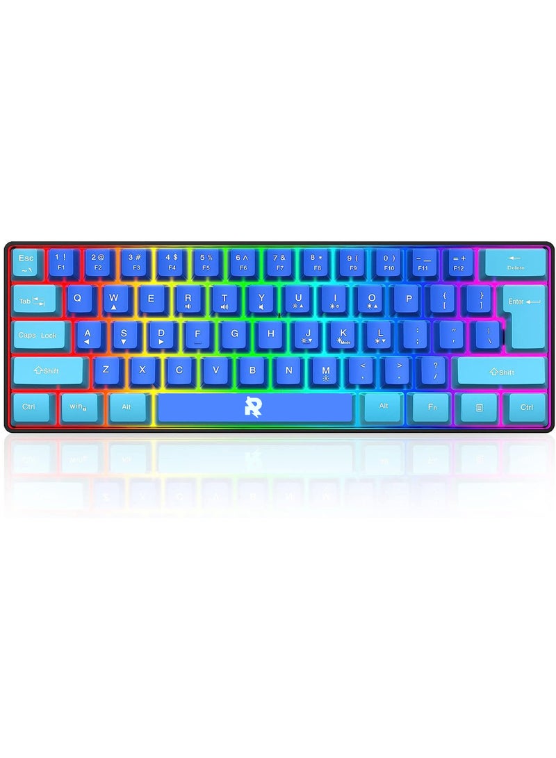 60% Wired Gaming Keyboard RGB Ultra-Compact Mini Keyboard Waterproof Mechanical Feeling Small Keyboard for PC/Mac Gamer Typist Travel Easy to Carry on Business Trip