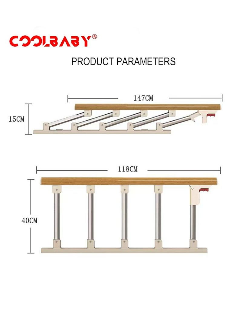 COOLBABY Bed Rails For The Elderly Safety Foldable Bedside Armrests Auxiliary Handles Foldable Bed Crutches Guardrails For The Elderly Adjustable Railings Anti-fall Sleep Bumpers