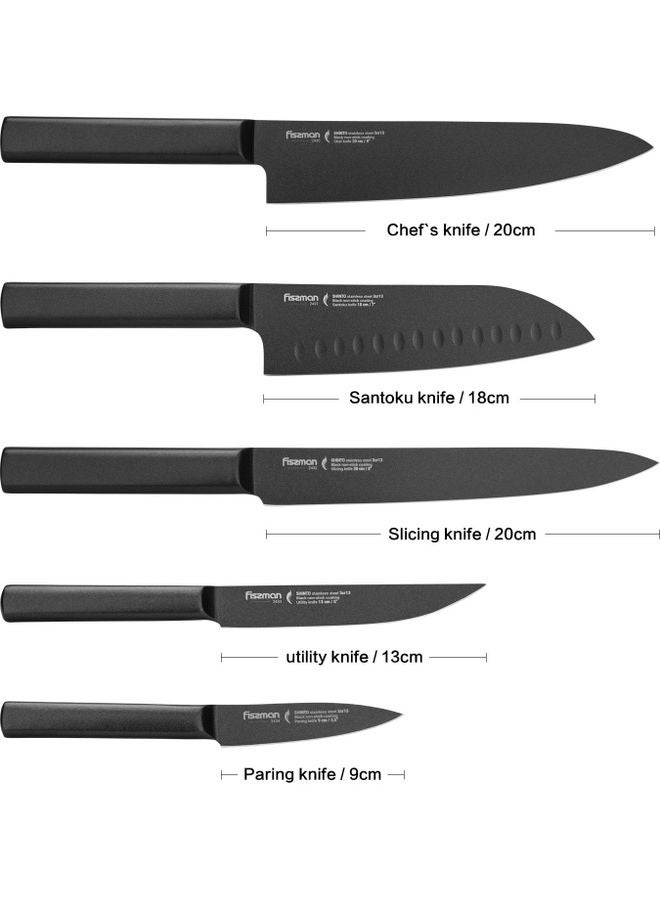 Steel Paring Knife Shinto With Non-Stick Coating Black 3.5inch