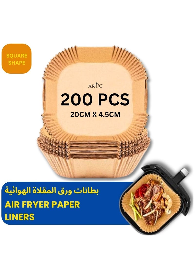 ARTC Air Fryer Disposable Food Grade Paper Liner And  Non-Stick Oil Resistant Microwave And Oven Parchment For Baking And Roasting Square Shape 20cm