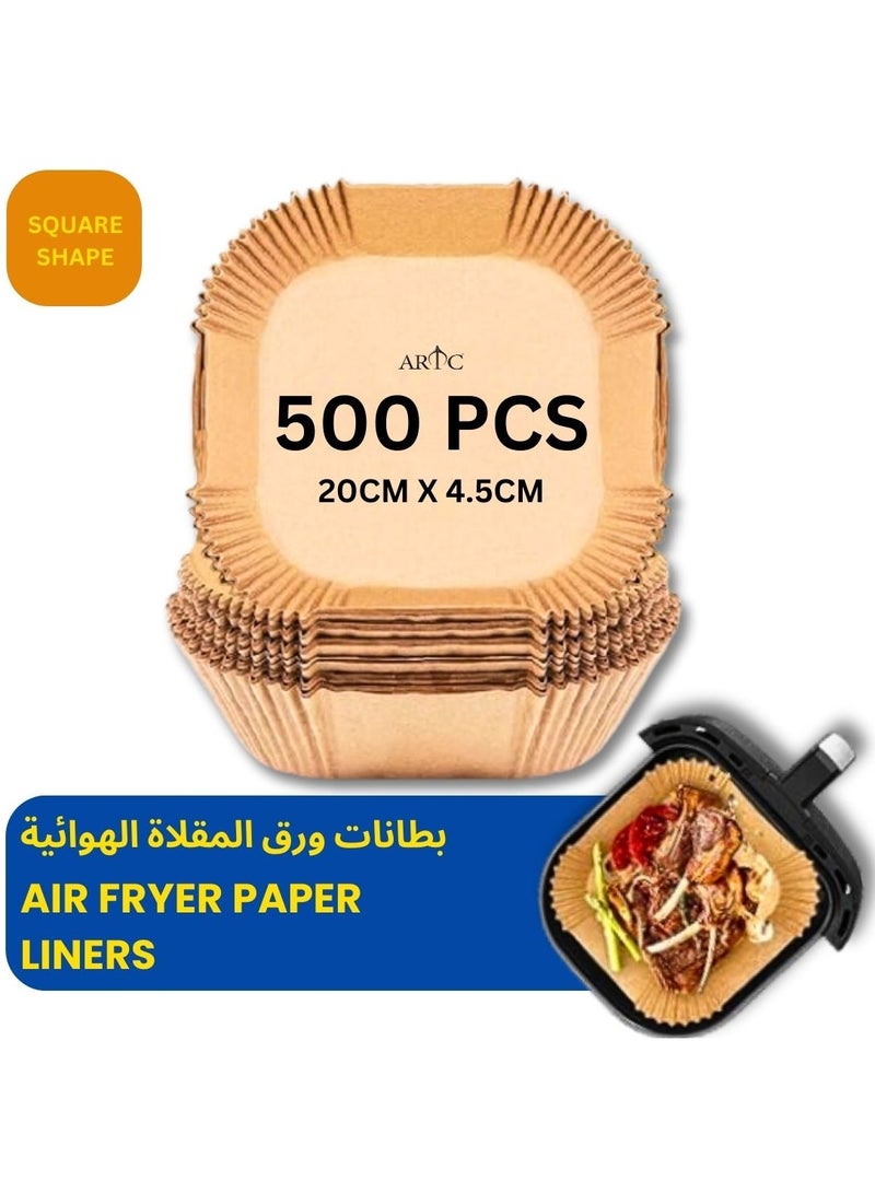 ARTC Air Fryer Disposable Food Grade Paper Liner And  Non-Stick Oil Resistant Microwave And Oven Parchment For Baking And Roasting Square Shape 20cm