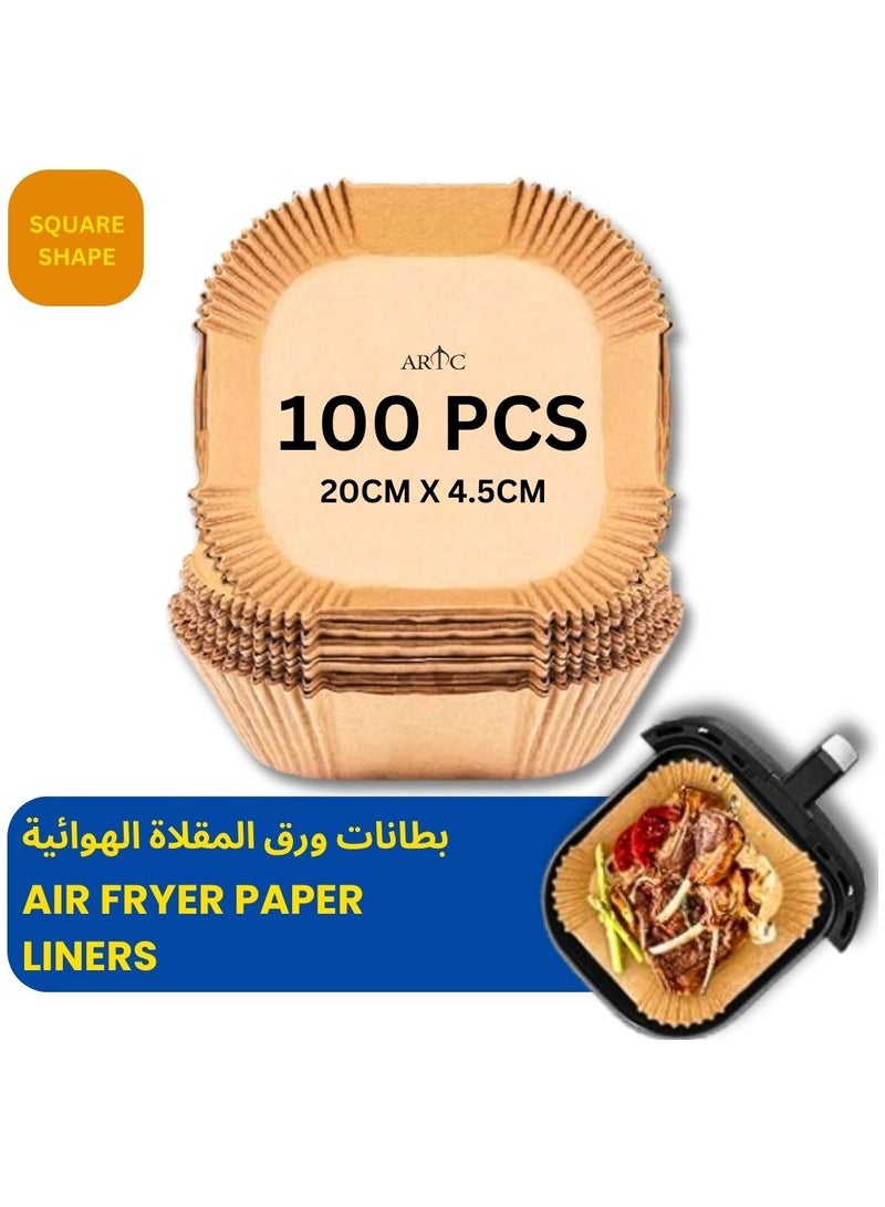 ARTC Air Fryer Disposable Food Grade Paper Liner And  Non-Stick Oil Resistant Microwave And Oven Parchment For Baking And Roasting Square Shape 20cm