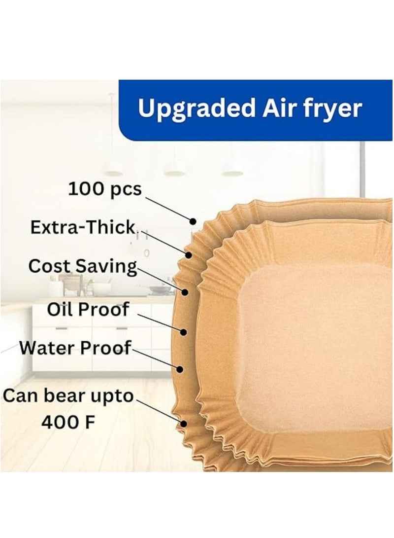 ARTC Air Fryer Disposable Food Grade Paper Liner And  Non-Stick Oil Resistant Microwave And Oven Parchment For Baking And Roasting Square Shape 20cm