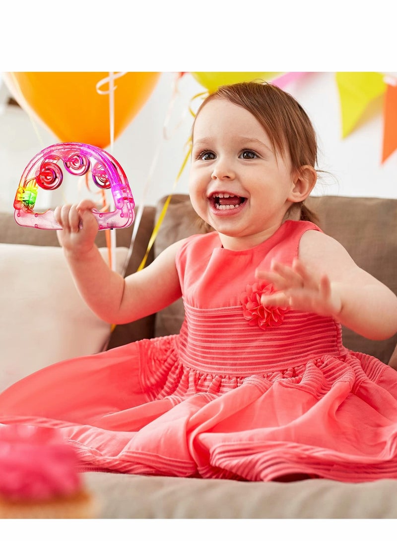 Light Up Tambourine, LED Tambourine Musical Flashing Tambourine Handheld Percussion Instrument, Ring Metal Jingles Percussion Musical Educational Hand Instrument, Party Kids Games (4 PCS)