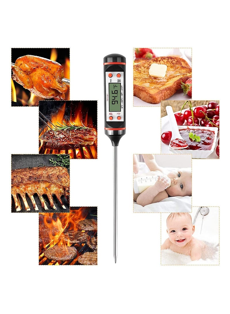 Meat Thermometer, Cooking Thermometer with Instant Read, LCD Screen, Hold Function for Kitchen Food Smoker Grill BBQ Meat Candy Milk Water