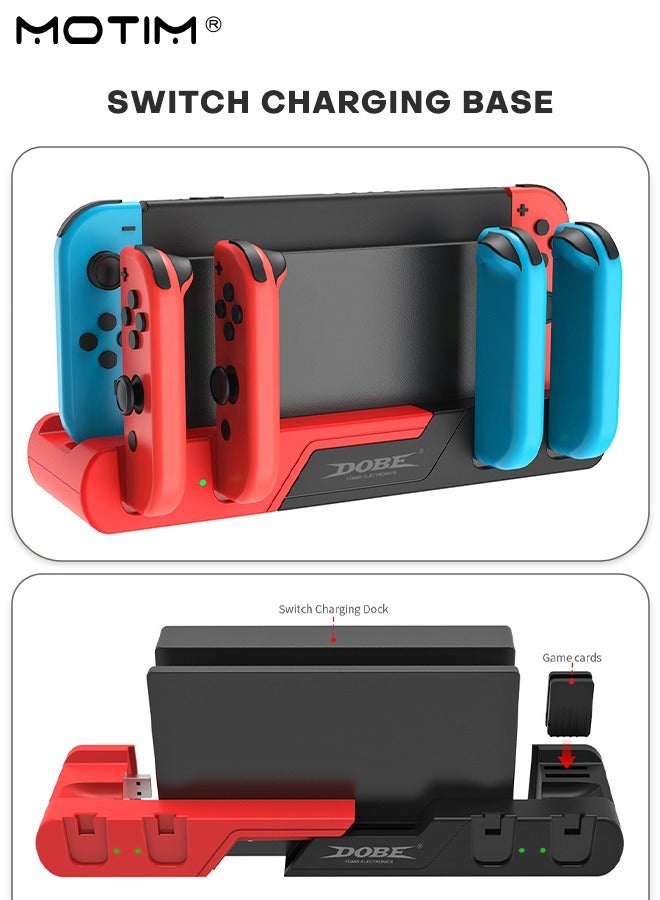 Charging Dock Compatible with Nintendo Switch & Switch OLED Model Joy Con, Switch Controller Charger Dock Station for Joy Con Charges up to 4pcs, Switch Storage and Organizer for Game Card