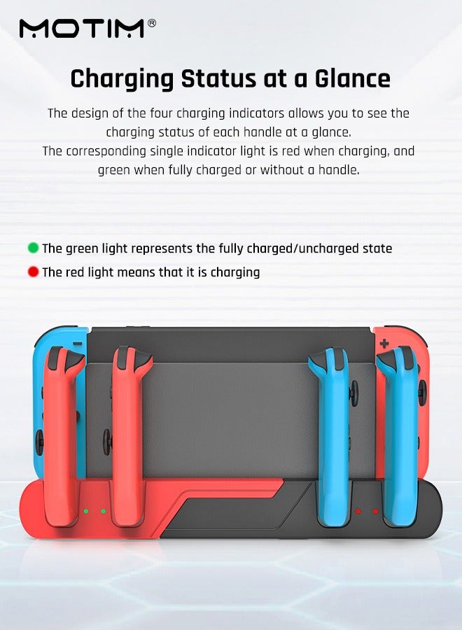 Charging Dock Compatible with Nintendo Switch & Switch OLED Model Joy Con, Switch Controller Charger Dock Station for Joy Con Charges up to 4pcs, Switch Storage and Organizer for Game Card