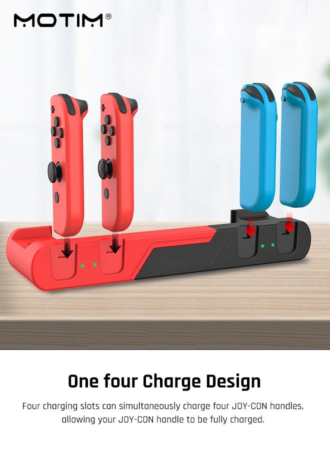 Charging Dock Compatible with Nintendo Switch & Switch OLED Model Joy Con, Switch Controller Charger Dock Station for Joy Con Charges up to 4pcs, Switch Storage and Organizer for Game Card