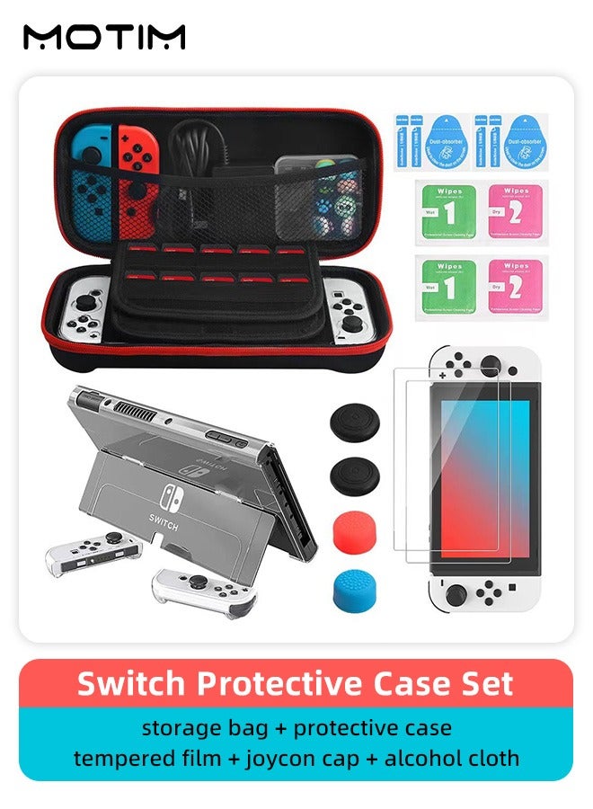 Switch OLED Accessories Bundle 10 in 1 Switch Oled Accessories Kit Include Switch Carrying Case Protective Case for Switch Console & J-Con