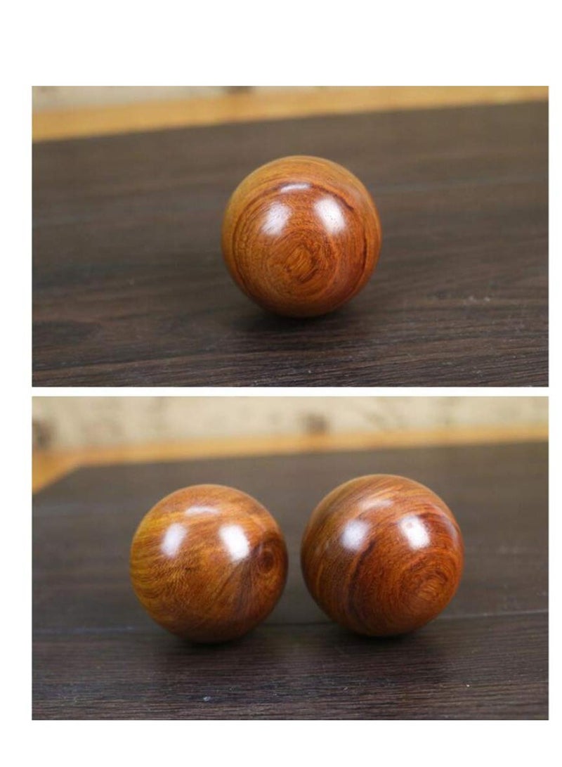 2 PCS Wooden Round Balls, Meditation Balls Qigong Balls Massage Ball Hand Massage Ball Chinese Health Exercise Balls for Relaxation Hand Therapy 4CM