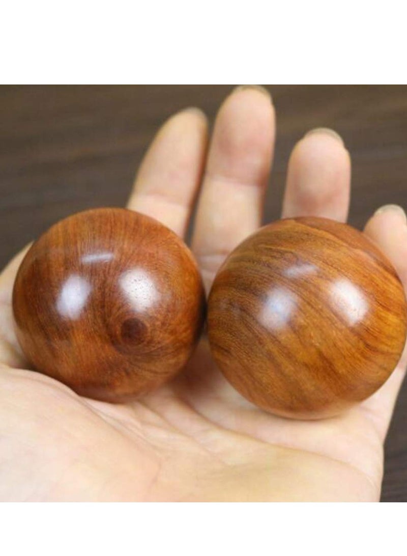 2 PCS Wooden Round Balls, Meditation Balls Qigong Balls Massage Ball Hand Massage Ball Chinese Health Exercise Balls for Relaxation Hand Therapy 4CM