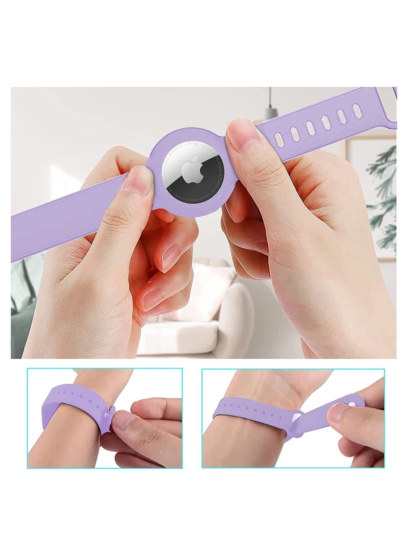 Watch Wristbands for Airtag Soft Silicone Bracelet for Kids Lightweight Waterproof Watch Strap Compatible with Apple Airtag for Children and Old Man 2 Pcs