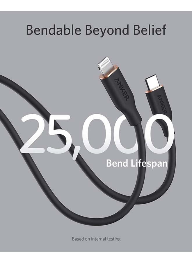 USB C To Lightning Cable Black/Silver