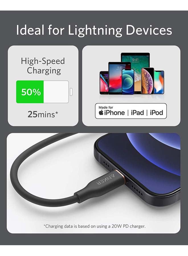 USB C To Lightning Cable Black/Silver