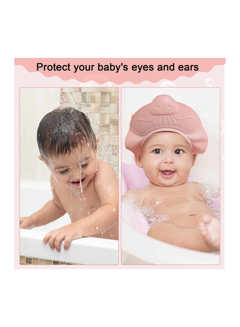 2 Pack Shower Cap for Baby Kids Bath Visor Protection Hat Safe Shower Bathing Cap With Elastic Adjustable Band for Infants Toddler Children Over 6 Months