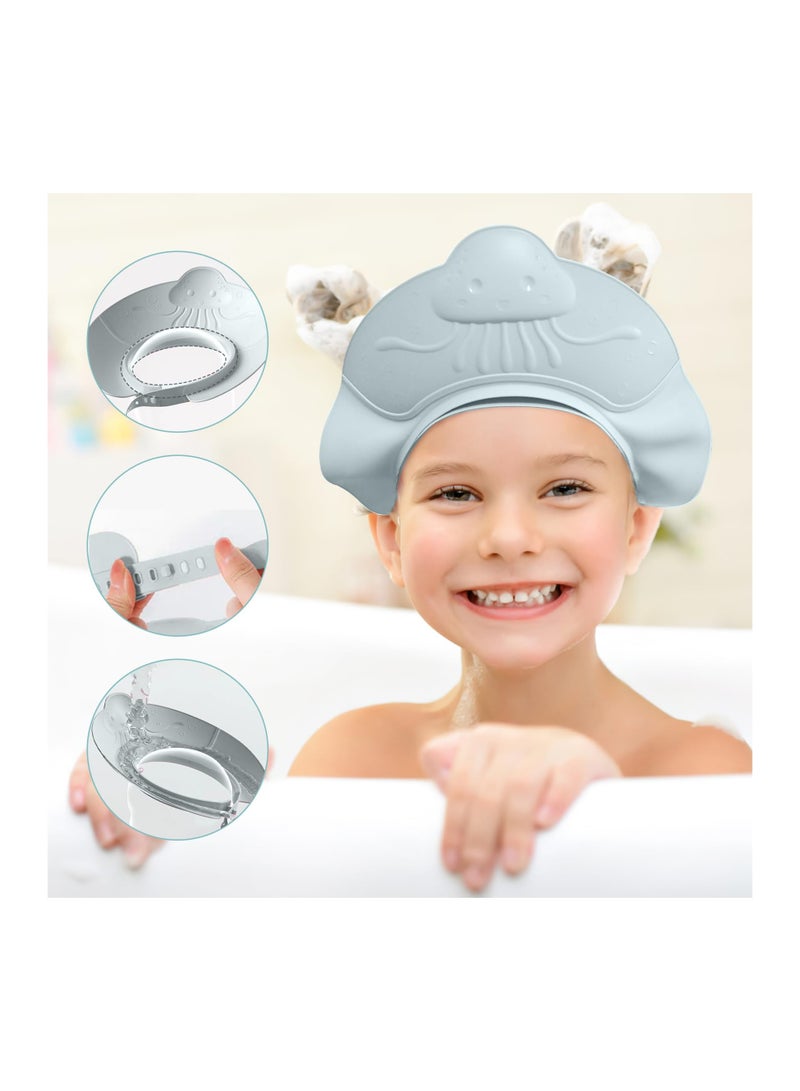 2 Pack Shower Cap for Baby Kids Bath Visor Protection Hat Safe Shower Bathing Cap With Elastic Adjustable Band for Infants Toddler Children Over 6 Months