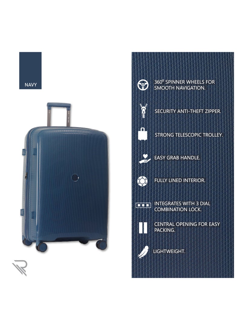 ISTANBUL theme PP Suitcase, Durable, Lightweight Hardshell, Telescopic Handle,  Vertical Series Travel Luggage Trolley with 4 Quiet 360° Wheels and TSA Lock (20-Inch Carry-On, Navy Blue)