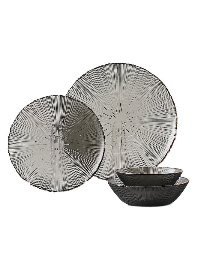 4-Piece Glass Tableware Set Grey 26.5x26.5x2cm