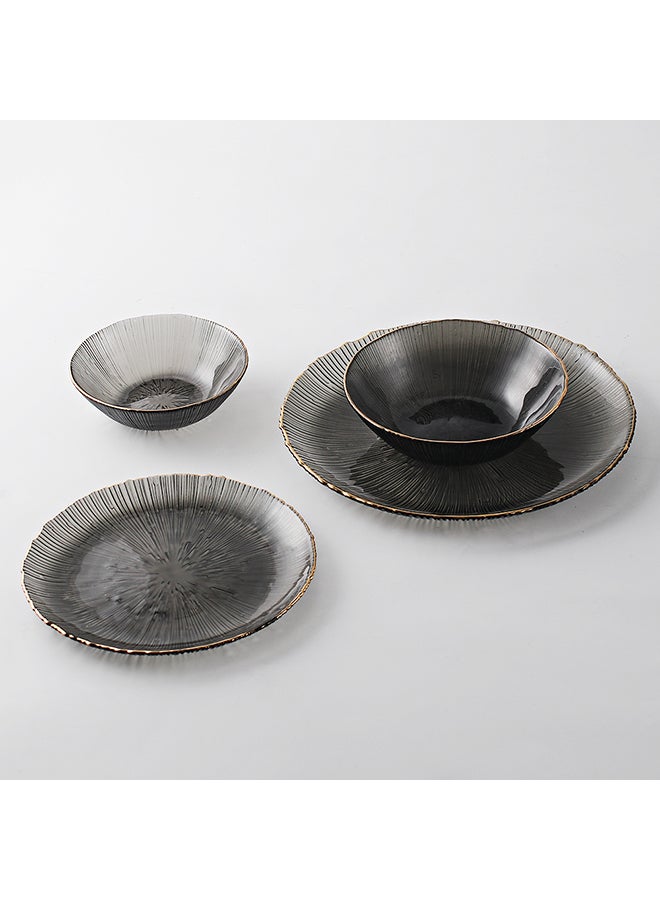 4-Piece Glass Tableware Set Grey 26.5x26.5x2cm