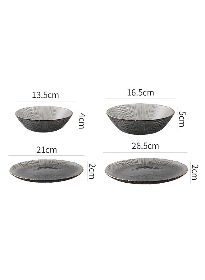 4-Piece Glass Tableware Set Grey 26.5x26.5x2cm