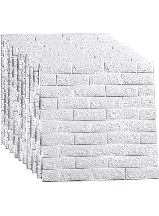 5-Piece Self Adhesive Tile Brick Wall Stickers White