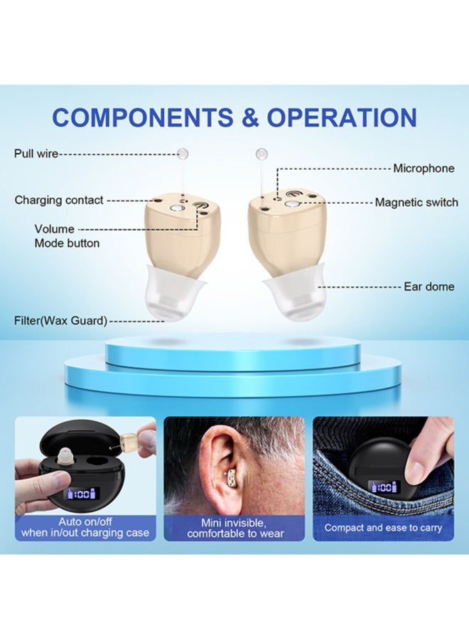 Hearing Aids Rechargeable for Seniors with Noise Cancelling, Hearing Aid Device Amplifier Low Whistling