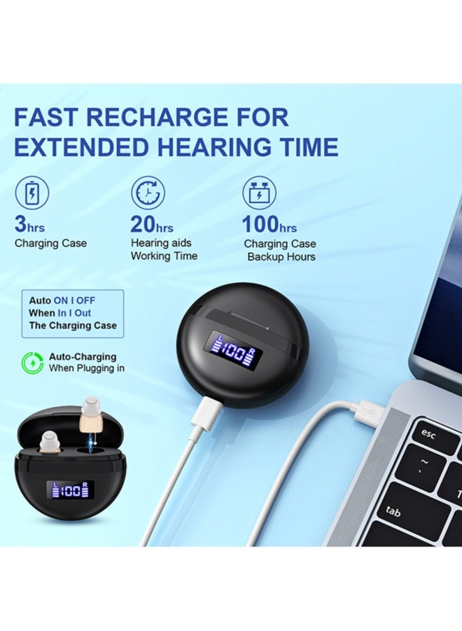 Hearing Aids Rechargeable for Seniors with Noise Cancelling, Hearing Aid Device Amplifier Low Whistling