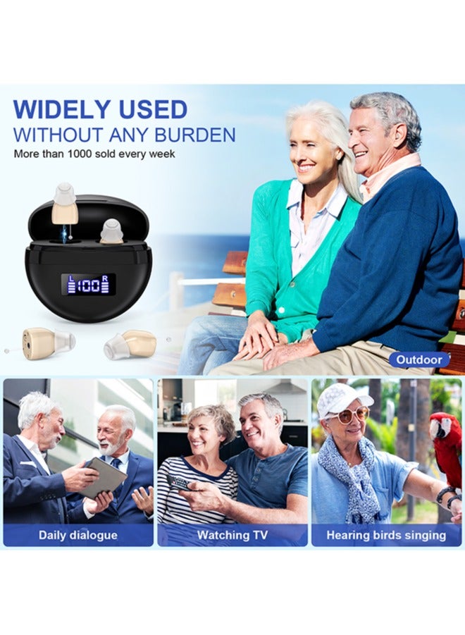 Hearing Aids Rechargeable for Seniors with Noise Cancelling, Hearing Aid Device Amplifier Low Whistling