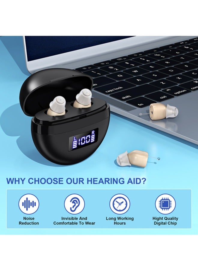 Hearing Aids Rechargeable for Seniors with Noise Cancelling, Hearing Aid Device Amplifier Low Whistling