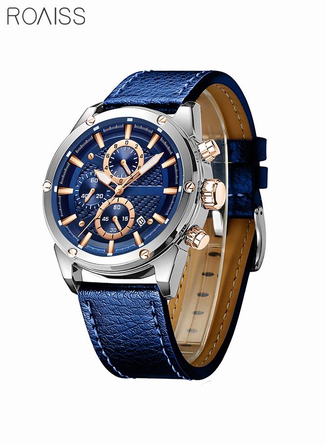 Business Casual Wristwatches for Men Multifunction Waterproof Luminous Calendar Leather Band Fashion Watch as Gift for Male