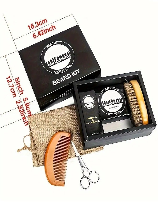 Beard Oil and Balm Set with Bread Shaper - Complete Beard Grooming Kit for Men, gift