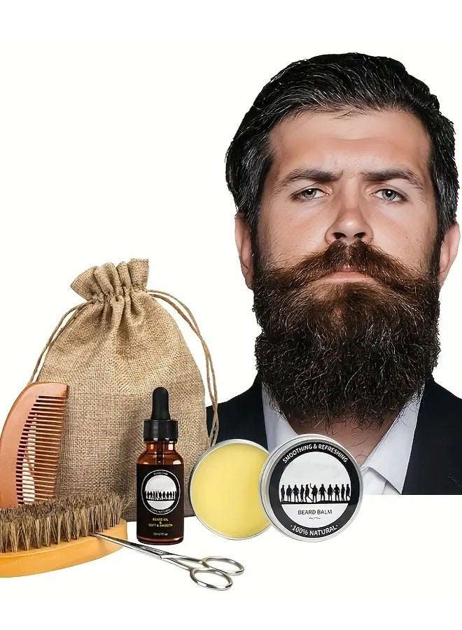 Beard Oil and Balm Set with Bread Shaper - Complete Beard Grooming Kit for Men, gift