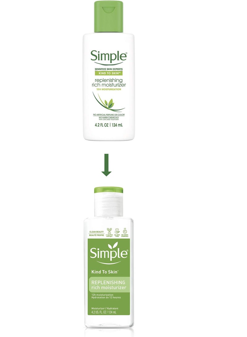 Simple Kind to Skin Face Moisturizer For Sensitive Skin Replenishing Rich 12 Hour Moisturization for All Skin Types 4.2 oz