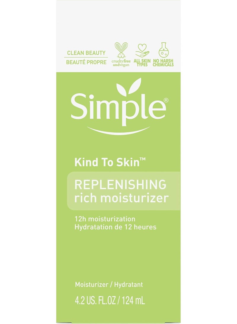 Simple Kind to Skin Face Moisturizer For Sensitive Skin Replenishing Rich 12 Hour Moisturization for All Skin Types 4.2 oz