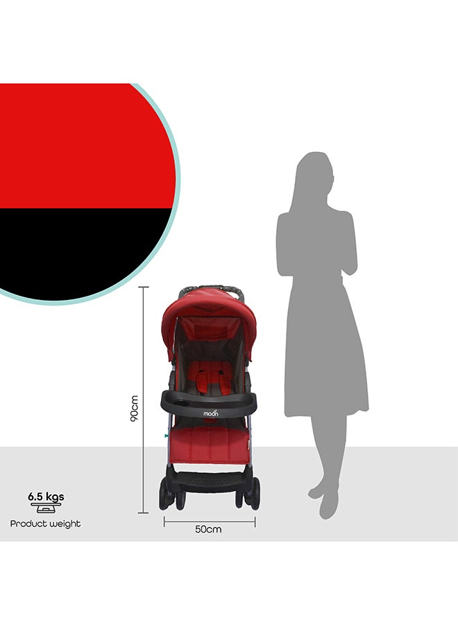 Easy  One Hand Fold Stroller, Multi-Postion Reclining Seat For Infant -Fire Red