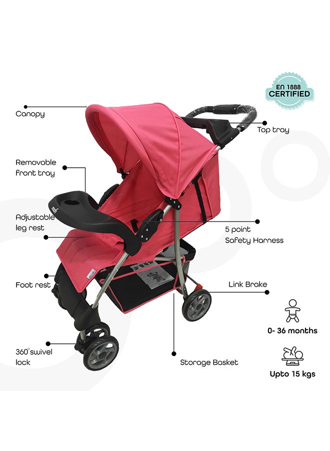 Trek One Fold Stroller - Pink Melange