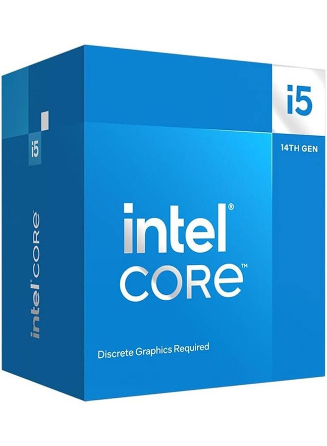 Core i5-14400F 2.5 GHz 10-Core LGA 1700 Processor, 10 Cores & 16 Threads, 20MB Cache, 5 GHz Maximum Turbo Boost, Dual-Channel DDR5-4800 Memory / 192GB Max, Hybrid Core Arc Sliver