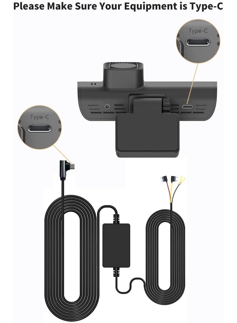 F7N Dash Cam Hardwire Kit,11.5ft Type-C USB-Port Hard Wire Kit for Dashcam,Converts 12V-24V to 5V/2.5A Low Voltage Protection