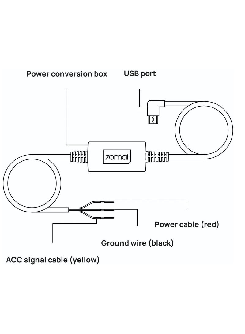 70mai Hardwire Cable Kit for 24H Parking Monitoring A500 A800 DashCam Widemidrive up02
