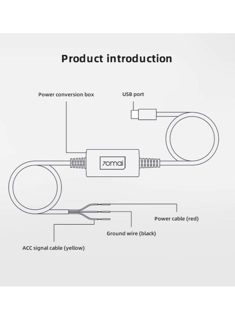70mai Hardwire Cable Kit (Type-C) for 24 Hour Parking Monitoring